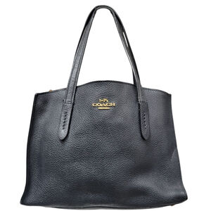 Coach Charlie Black Pebbled Leather Satchel Bag *****Missing Crossbody Strap***